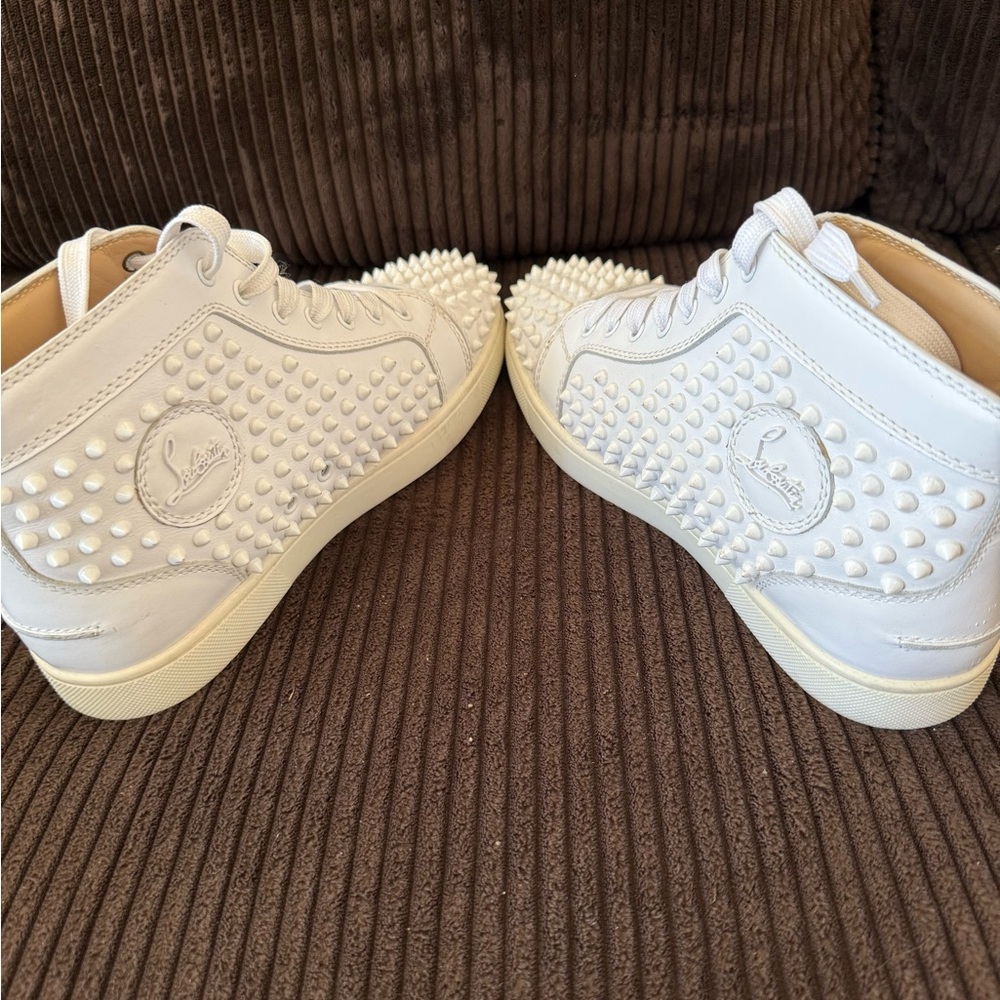 Christian Louboutin White Spiked Sneakers - Picture 2 of 4